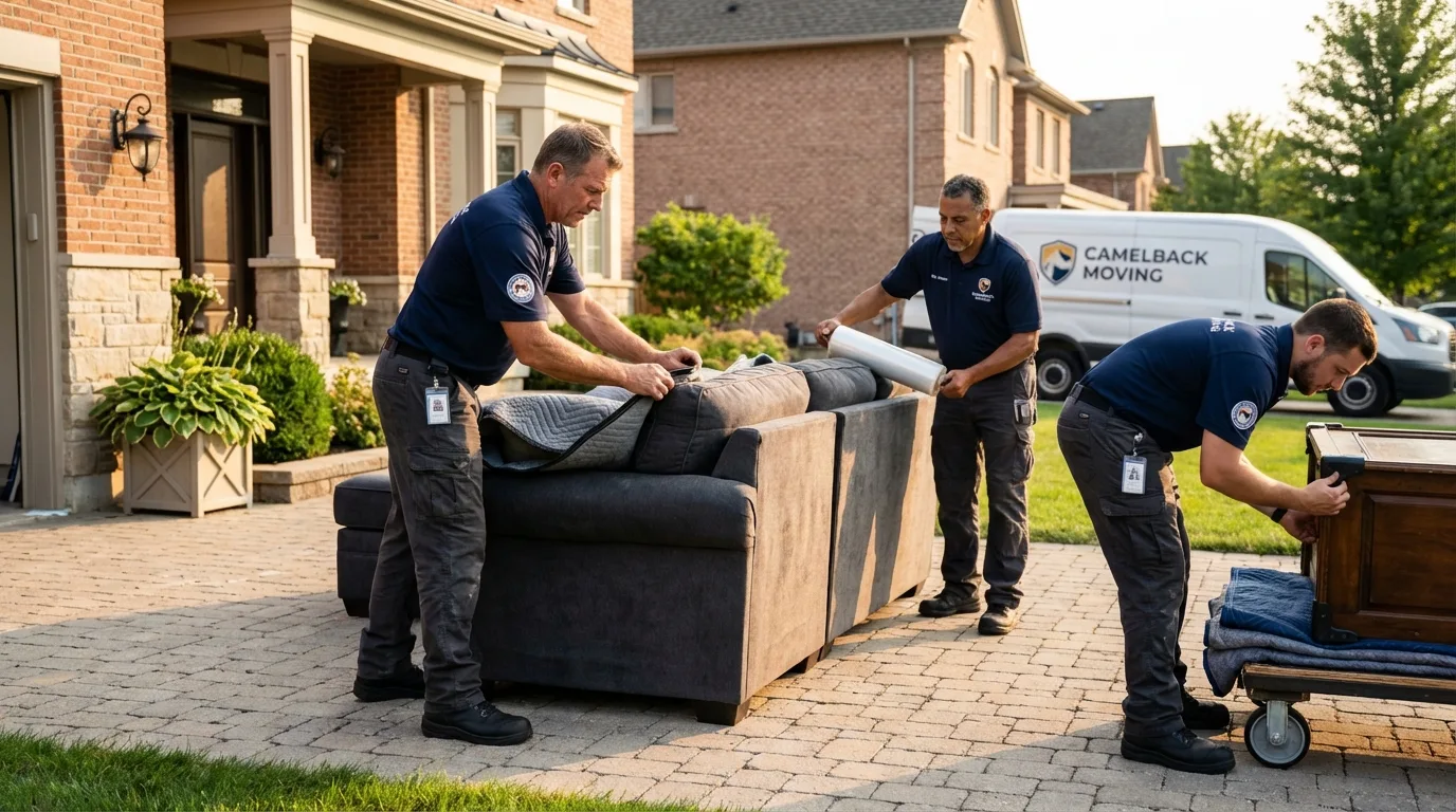 Large estate moving crew wrapping furniture in Palos Heights, IL