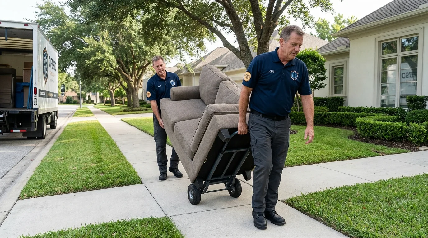 Local residential moving crew loading furniture in Palos Heights, IL