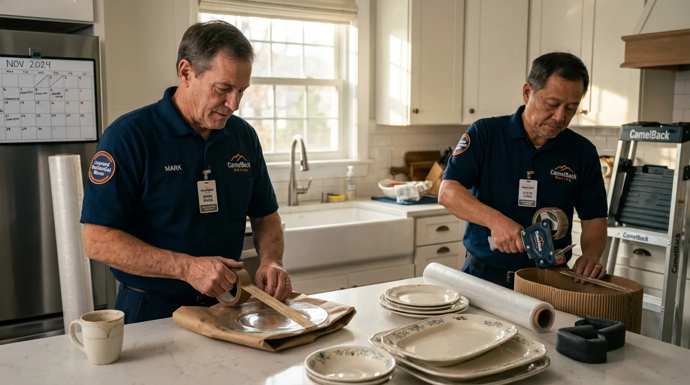 Professional crew packing kitchen dishware in Palos Heights, IL